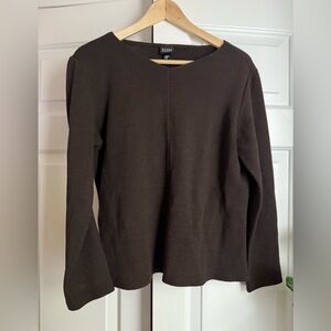 Eileen Fisher Chocolate Brown Wool Sweater Sz S Cozycore Normcore Scandi